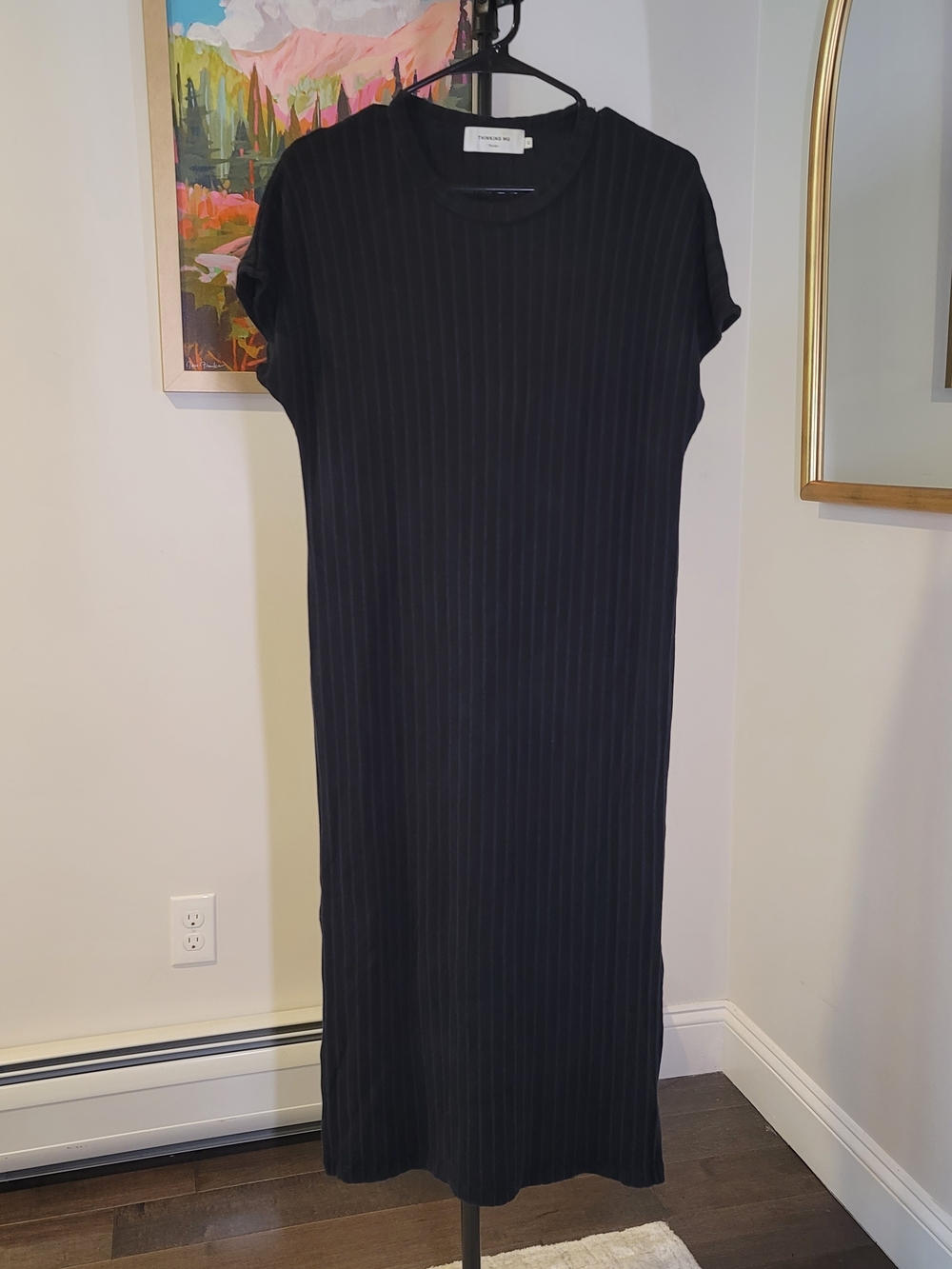 THINKING MU Dress Trash Cherry Black Ribbed Knit Women's Size XS